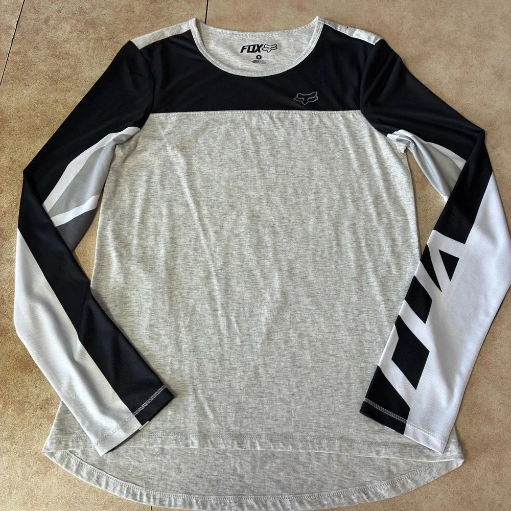 Fox Racing Shirt Women's Grey Black Long Sleeve Moto Jersey Size Small - Picture 5 of 14